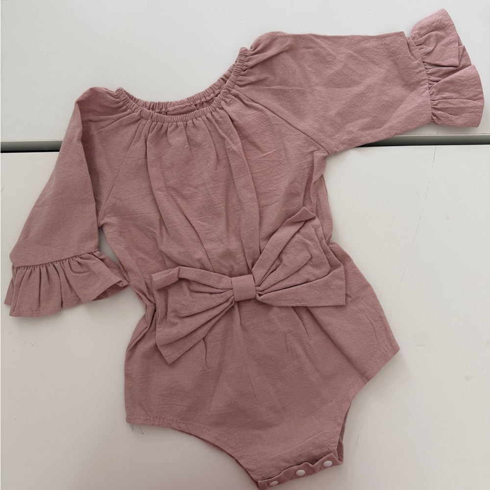 Pink Ruffled Baby Romper with Bow